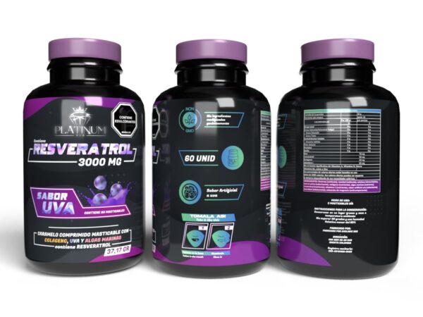 Resveratrol 3000mg Original con Invima | Antioxidante Natural con Colágeno y Uva