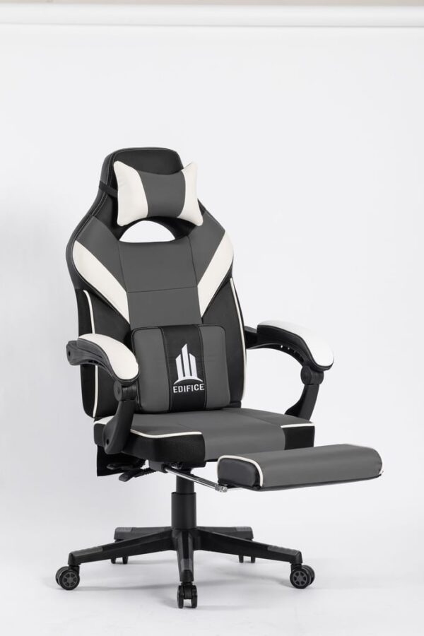 Silla Gamer Edifice Gris | Ergonómica, Reclinable y con Reposapiés Acolchado