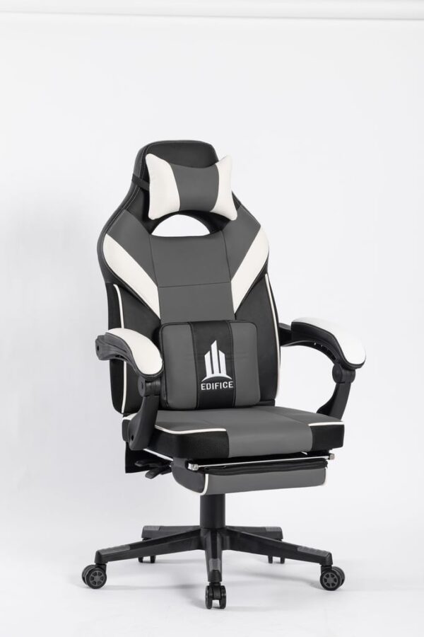 Silla Gamer Edifice Gris | Ergonómica, Reclinable y con Reposapiés Acolchado